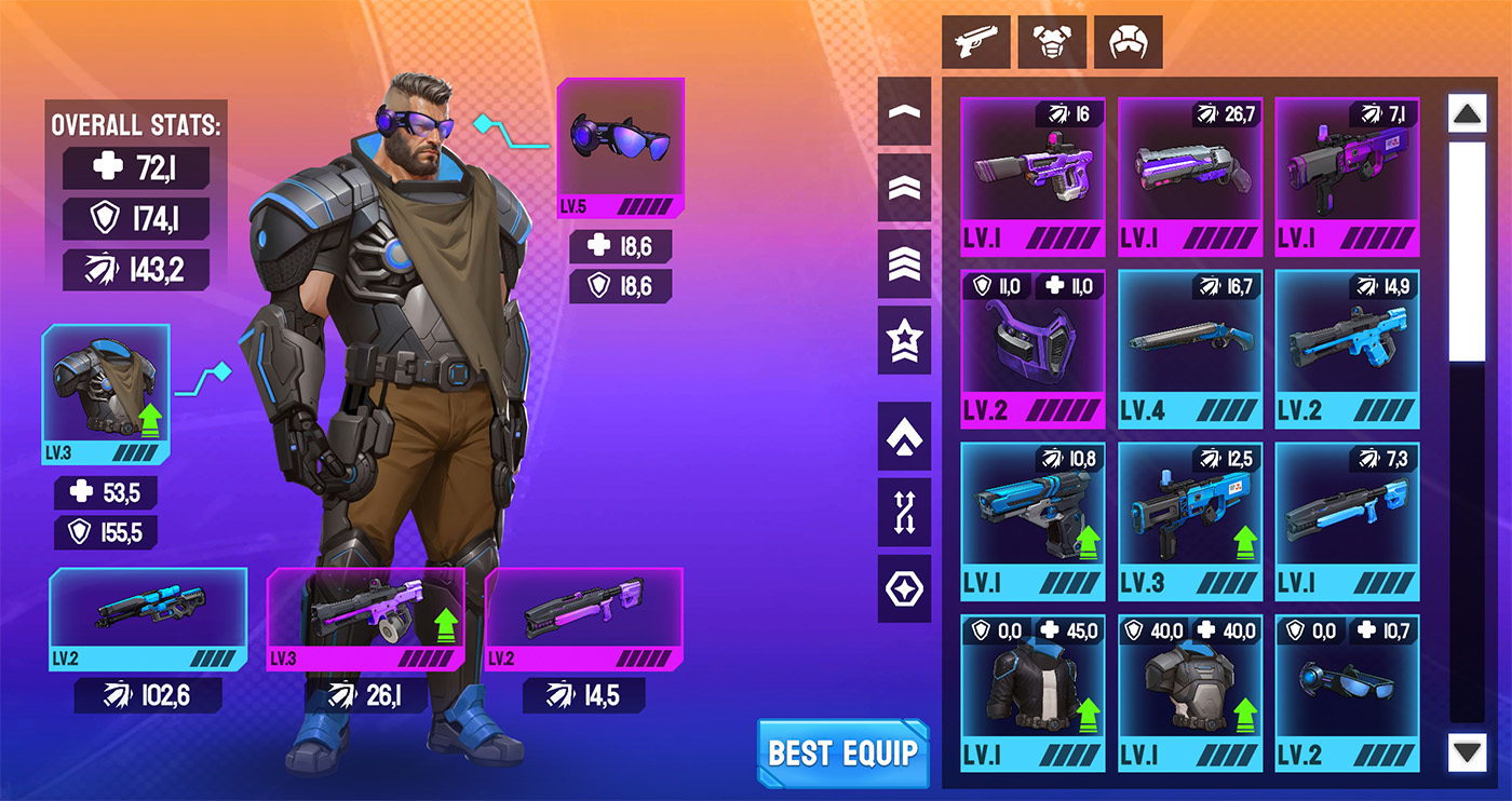 gear management in Cyber Fuck Kink City